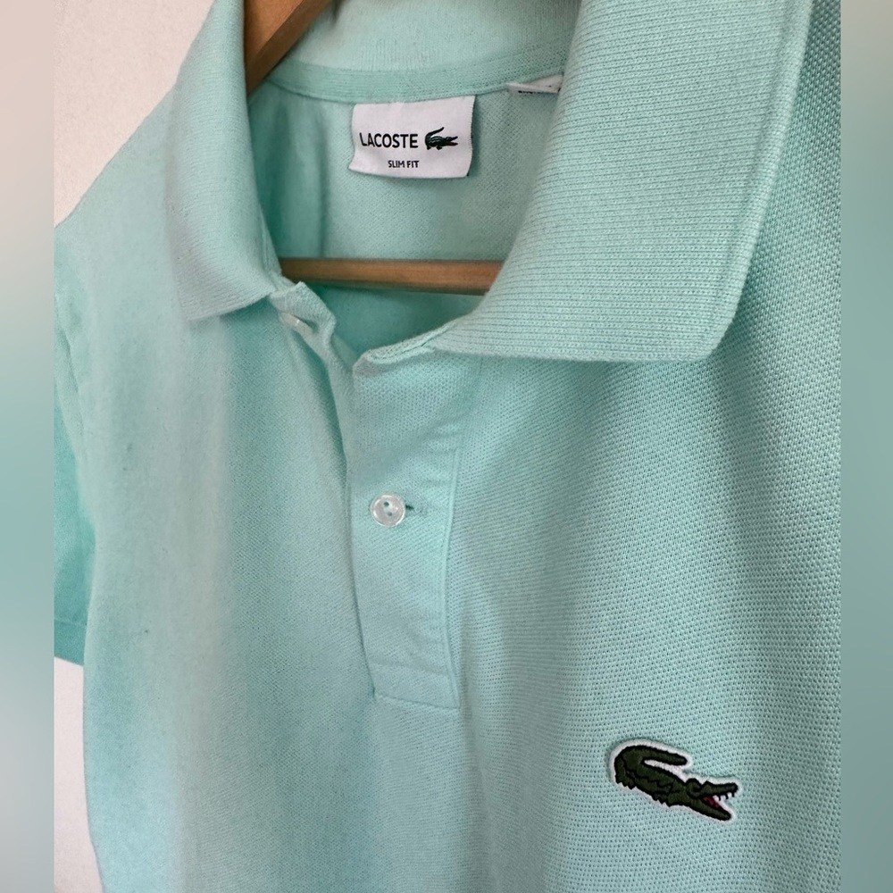 Lacoste Mint Green Polo Shirt Women’s Slim Fit Size 5 Small Medium Classic Logo - Picture 2 of 5